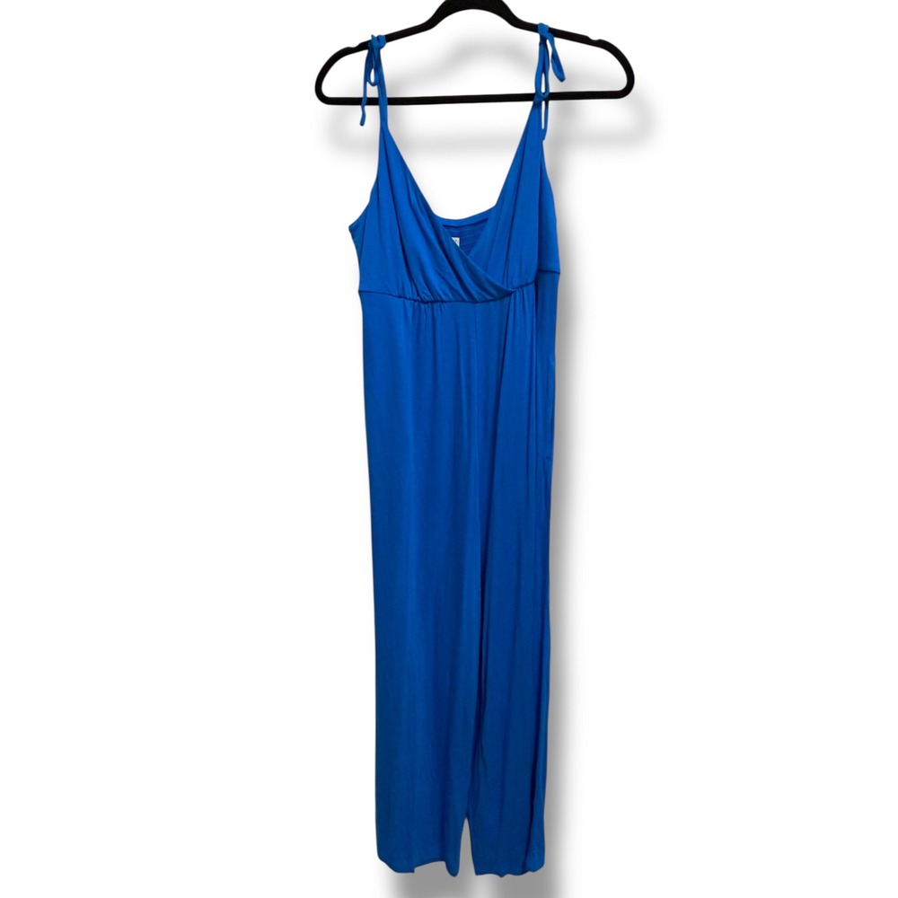 Loft Beach Womens Royal Blue Wide Leg Jumpsuit Tie Strap Surplice V-Neck M NEW